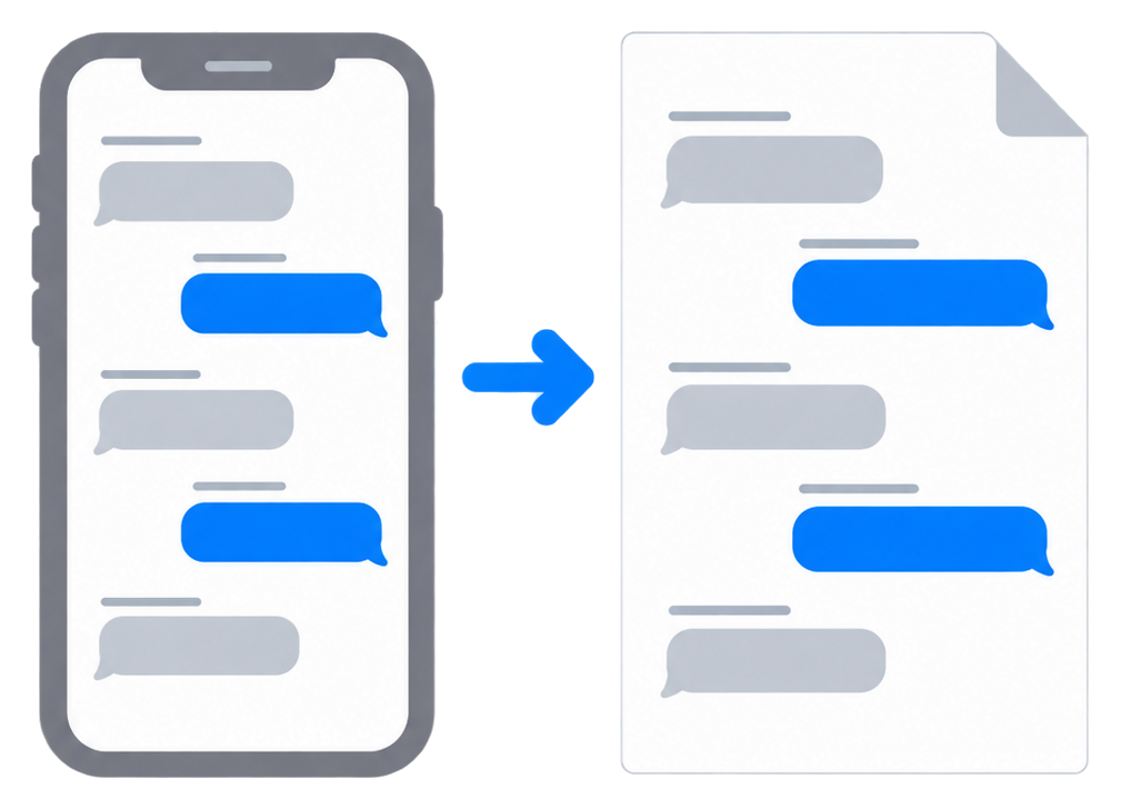 A chat on a phone turning into a document page
